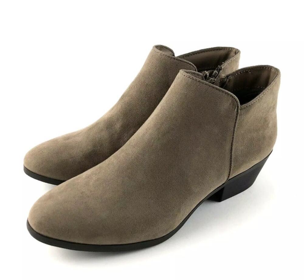 STYLE & CO Women's WIDE WIDTH Faux Suede Taupe Ankle Boot / NEW / Size 10 W
